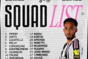 尤文对阵乌迪内斯名单:弗拉霍维奇、伊尔迪兹在列,K-图拉姆缺席